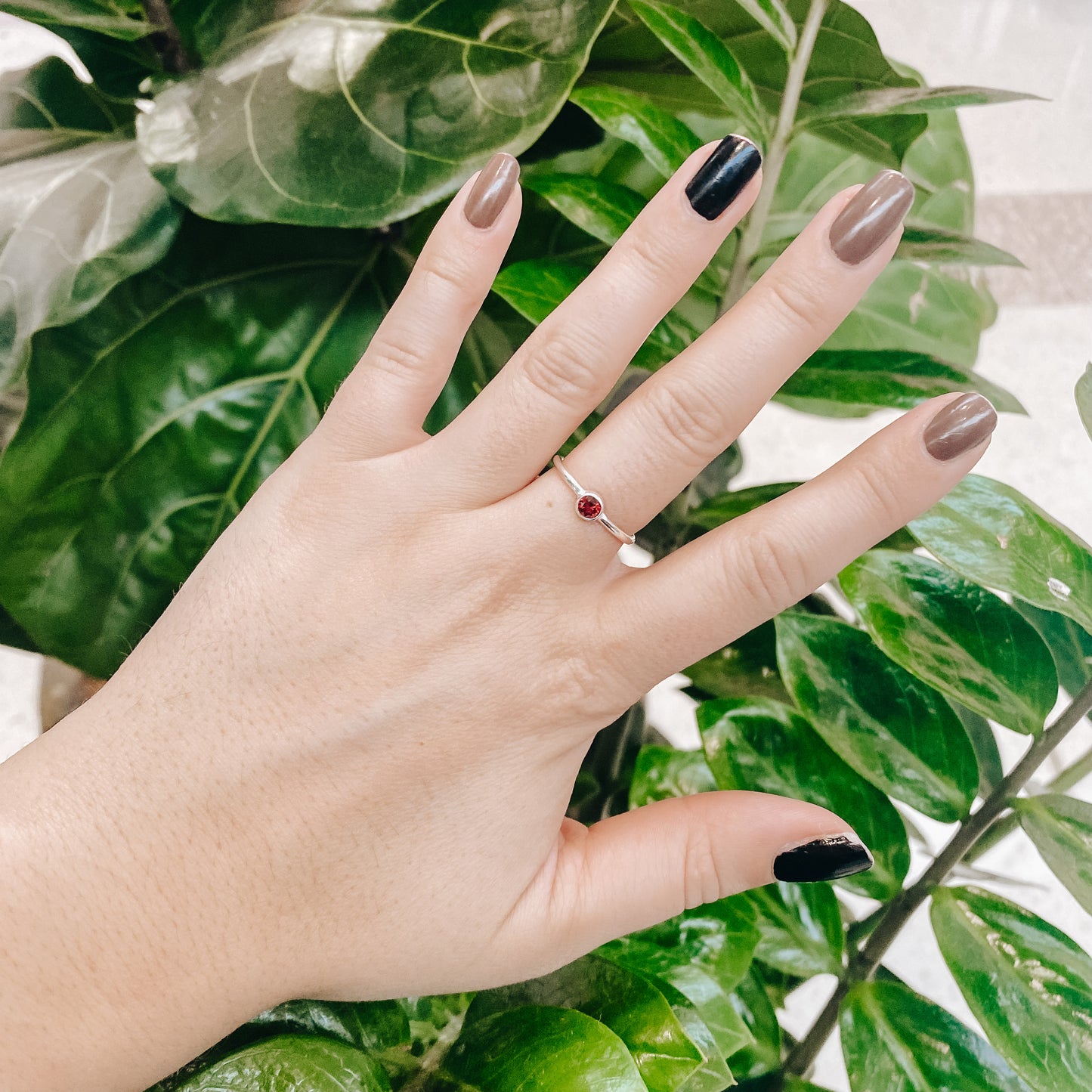 Garnet Delicate 925 Sterling Silver Ring - Rivendell Shop