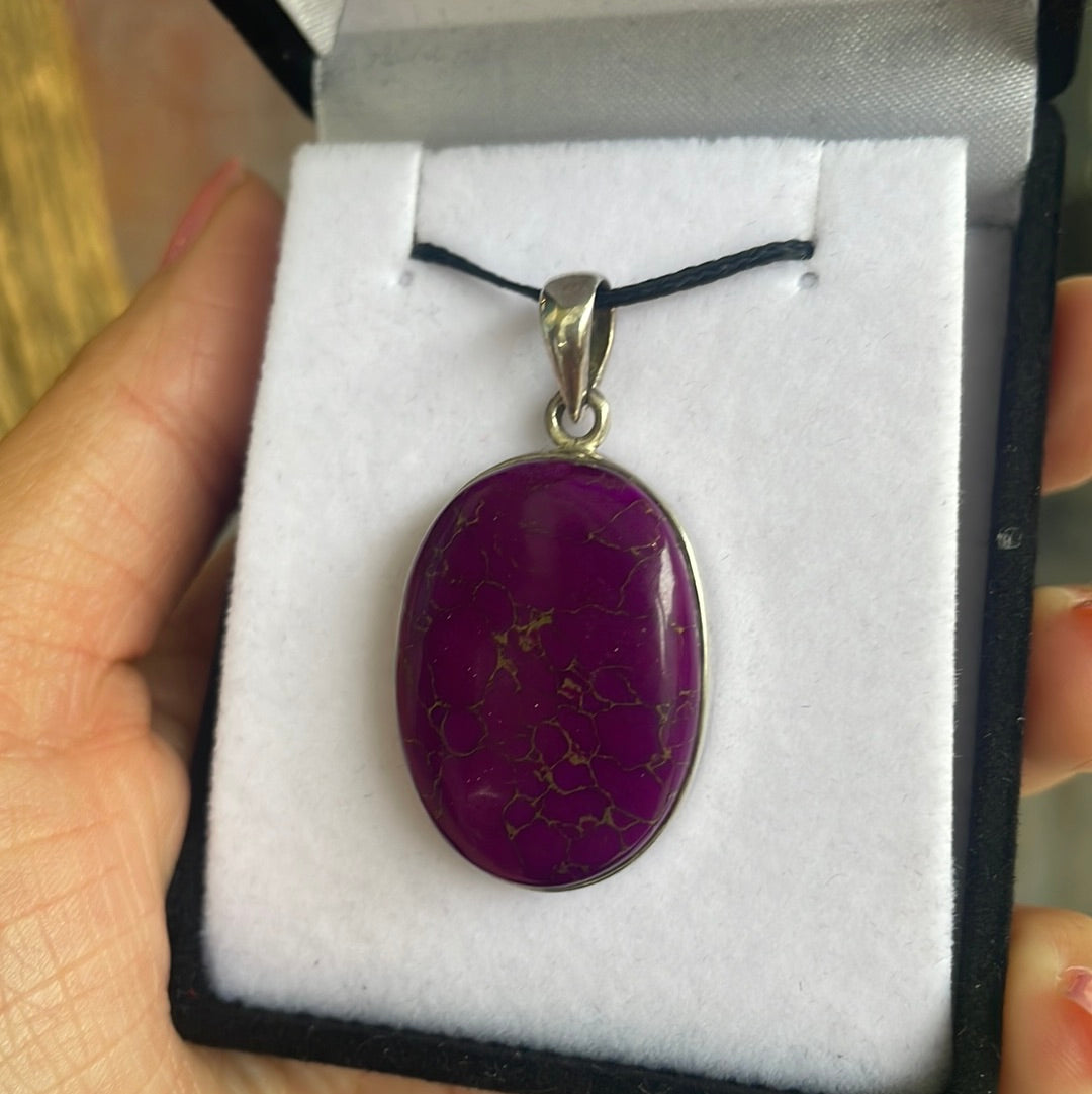 Purple turquoise silver pendant - Rivendell Shop