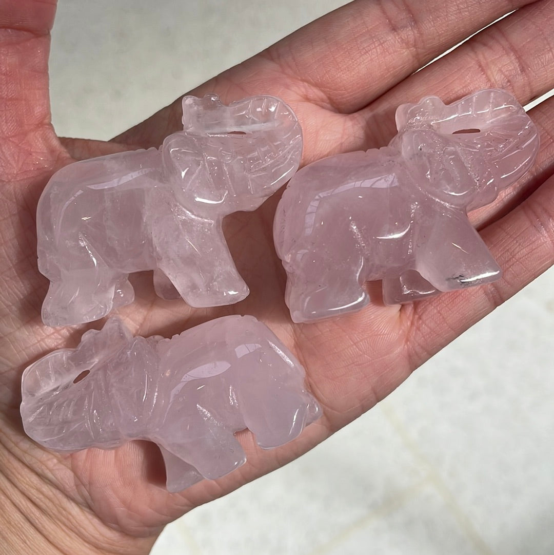 Rose Quartz Elephants - Rivendell Shop