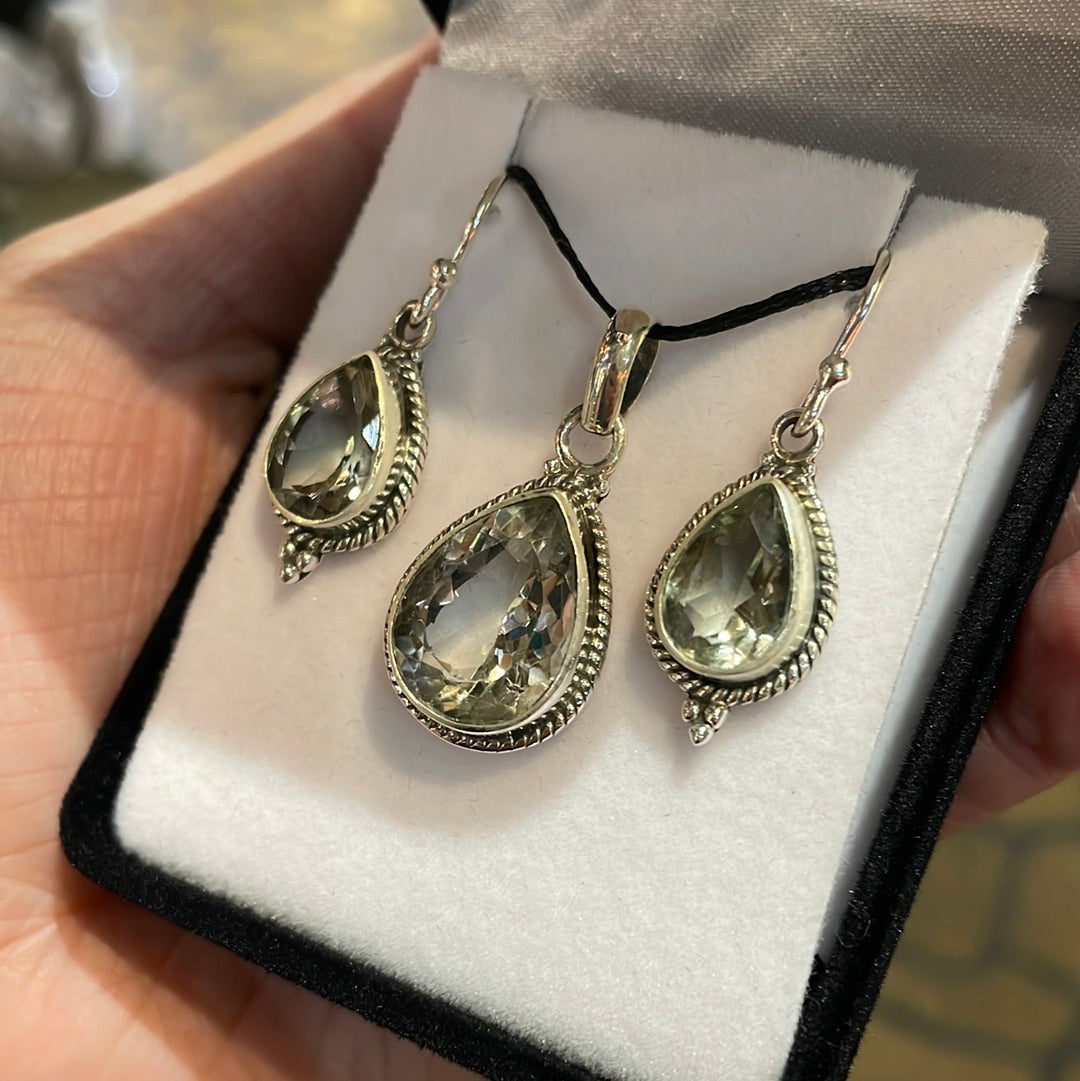 Sterling silver clear quartz set - Rivendell Shop