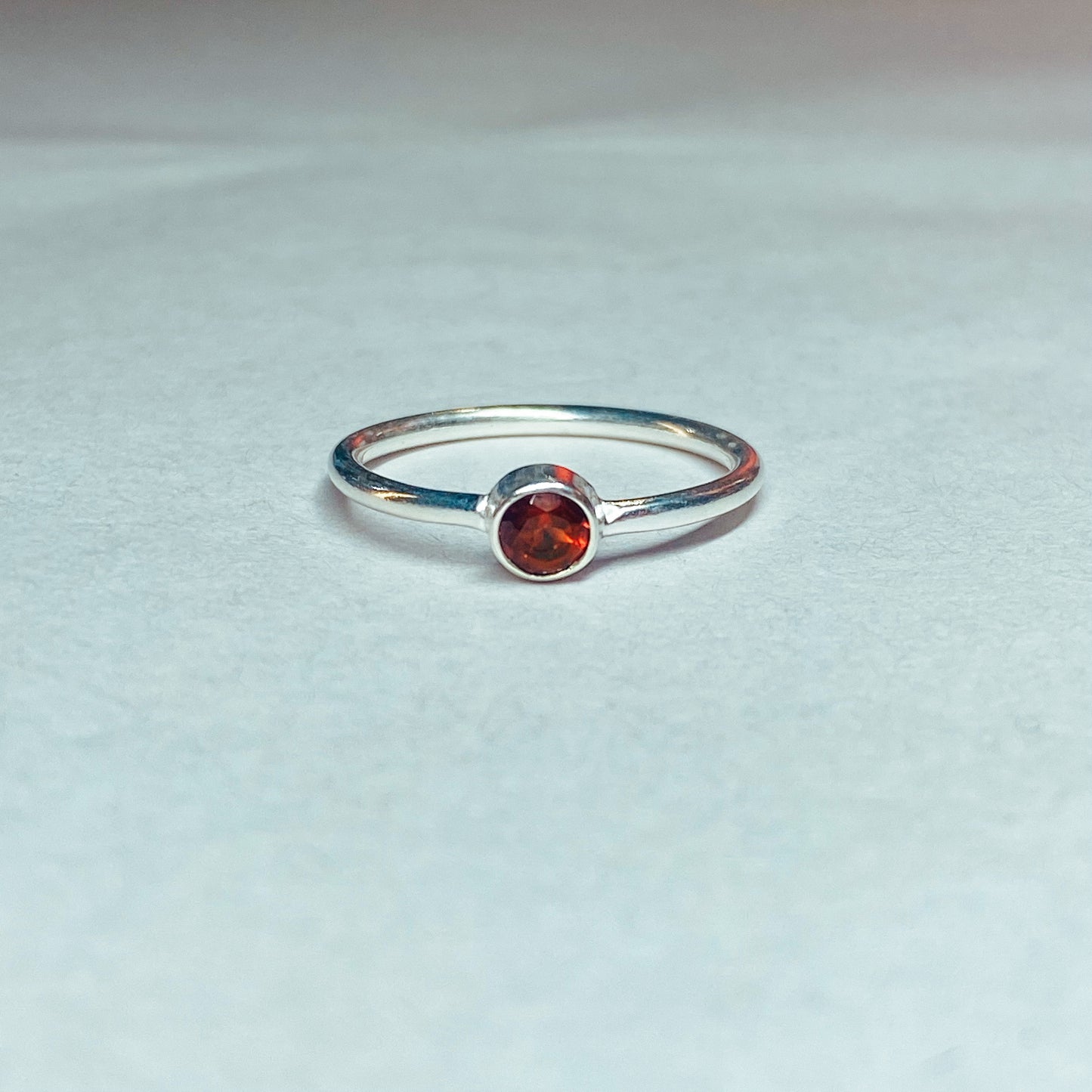 Garnet Delicate 925 Sterling Silver Ring - Rivendell Shop