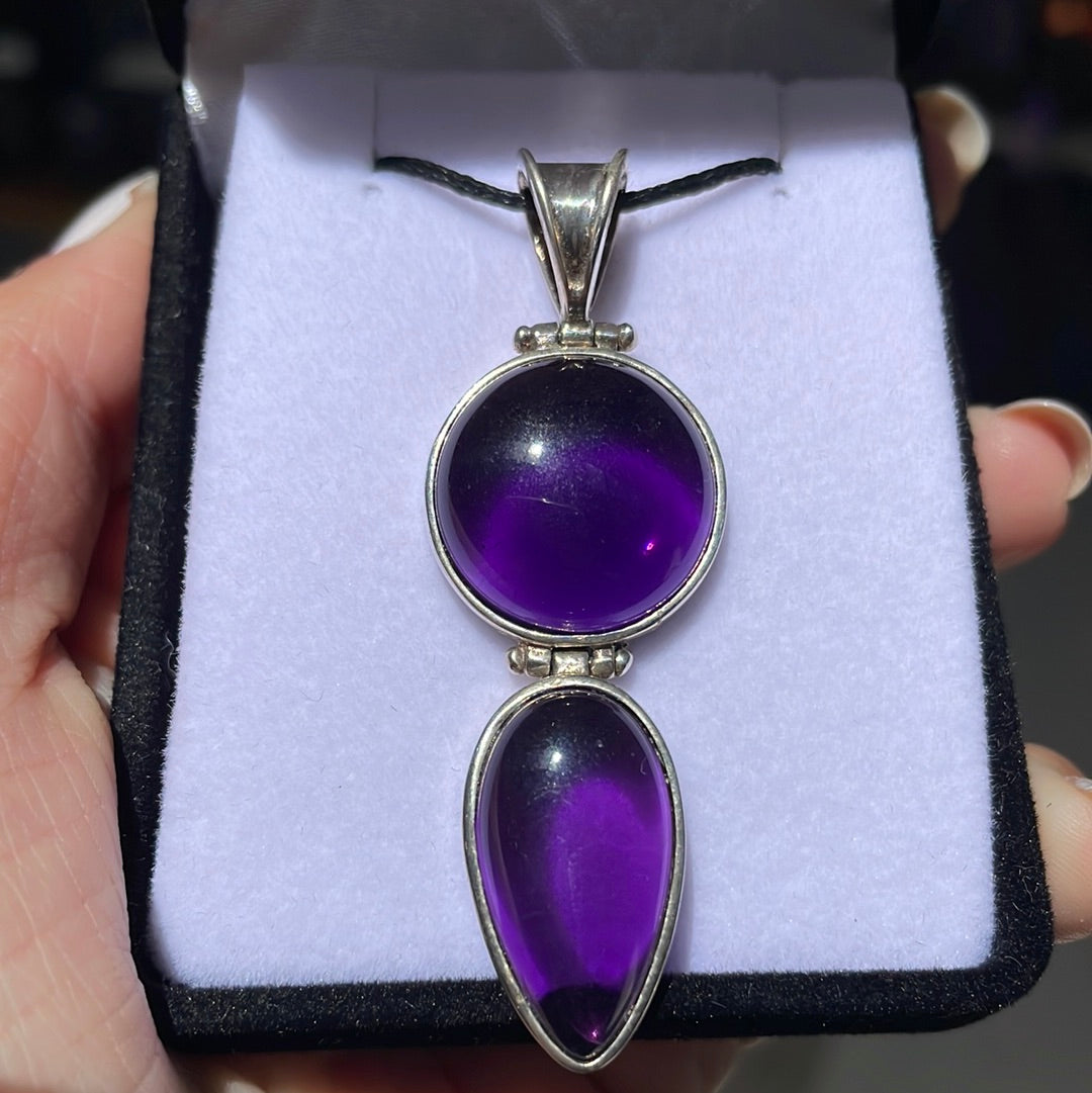 Sterling silver amethyst pendant - Rivendell Shop