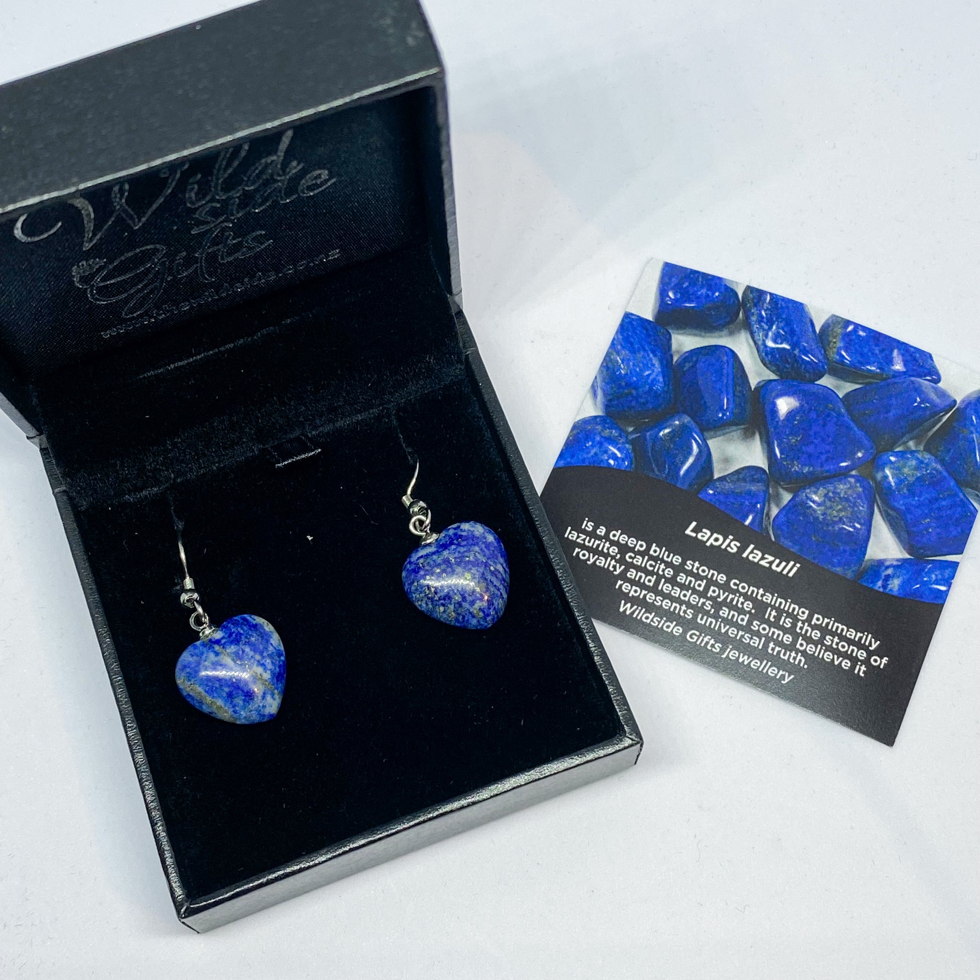 Lapis Lazuli Heart Earrings - Rivendell Shop