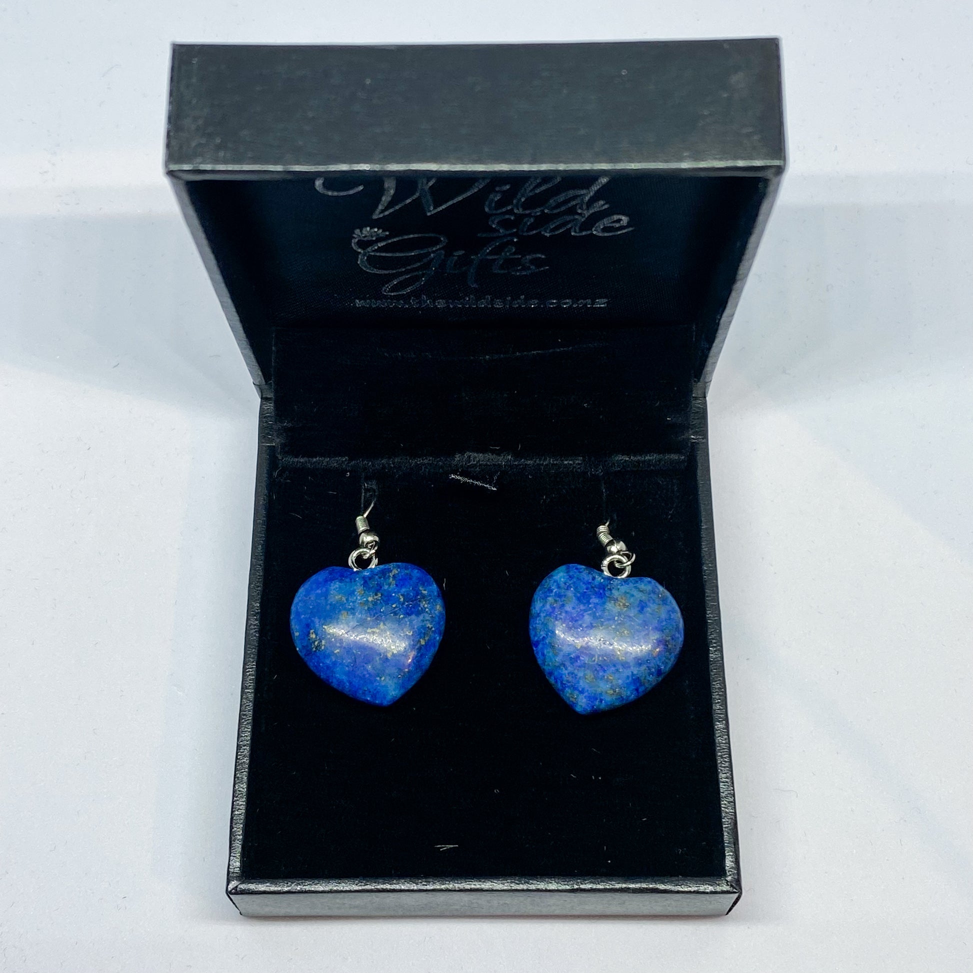 Lapis Lazuli Heart Earrings - Rivendell Shop