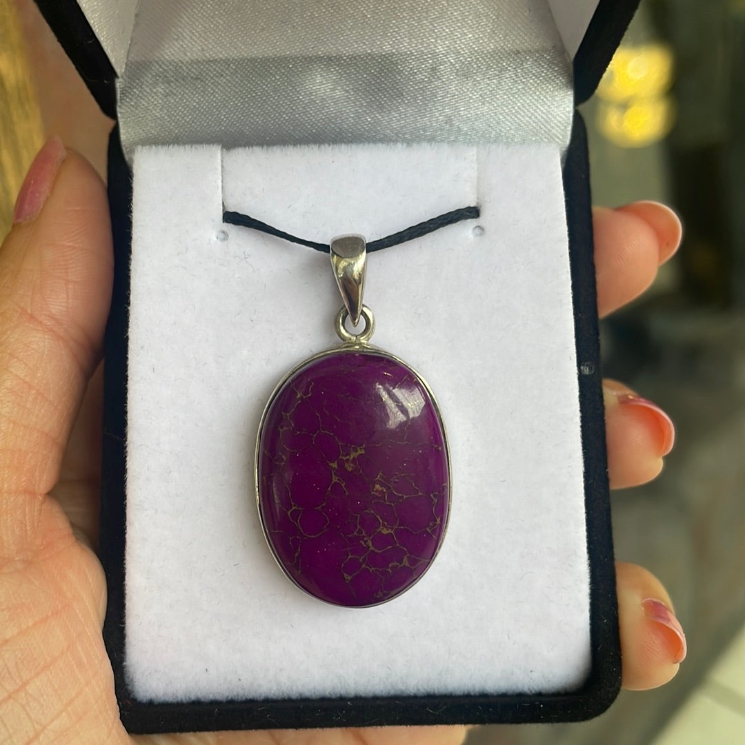 Purple turquoise silver pendant - Rivendell Shop