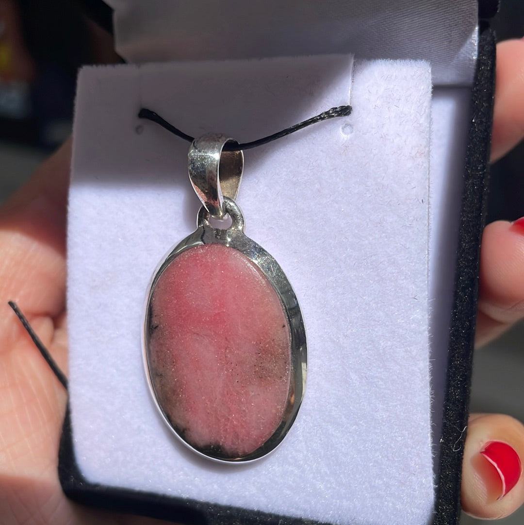 Rhodonite silver pendant - Rivendell Shop