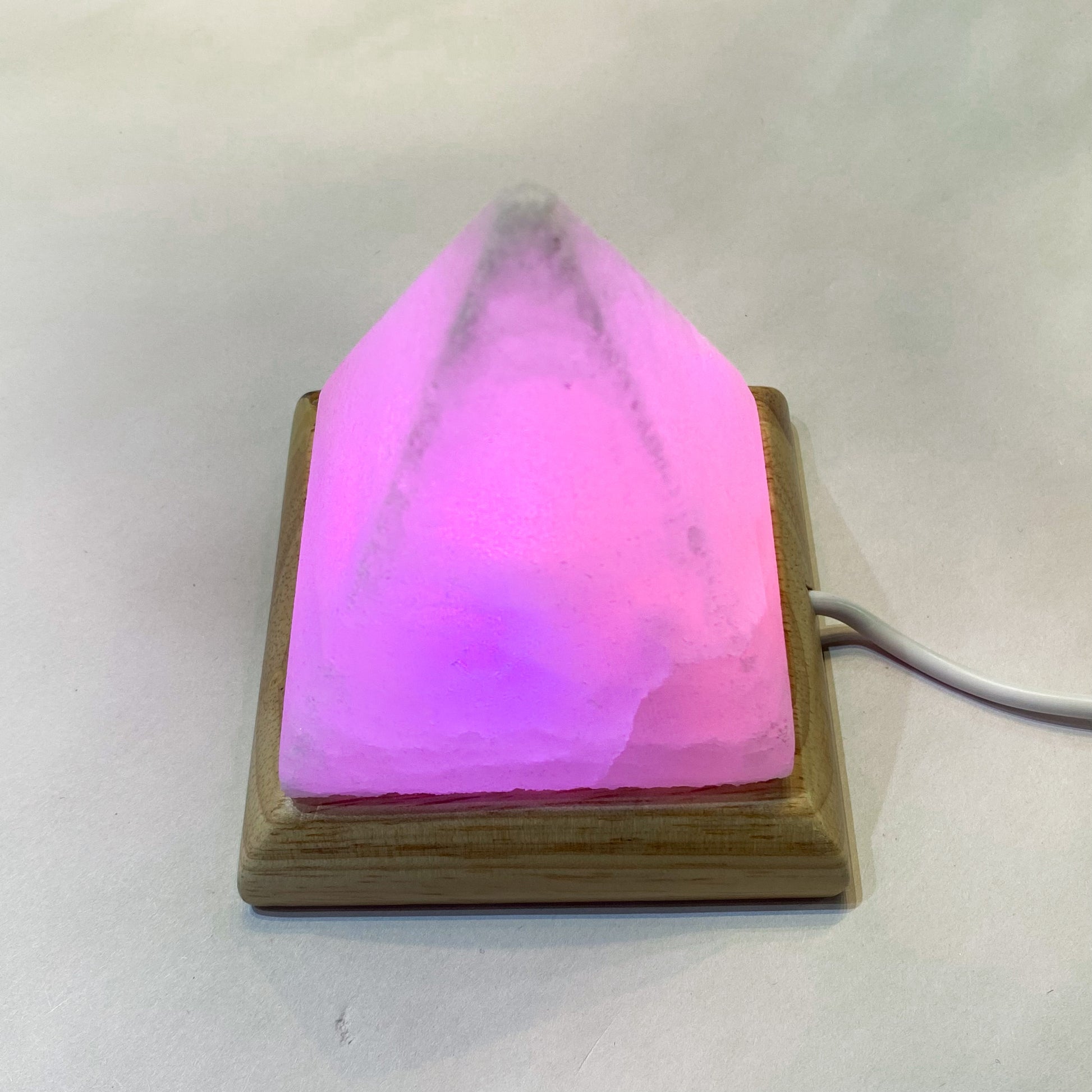 White Himalayan Salt Pyramid Lamp - Colour Changing - Rivendell Shop