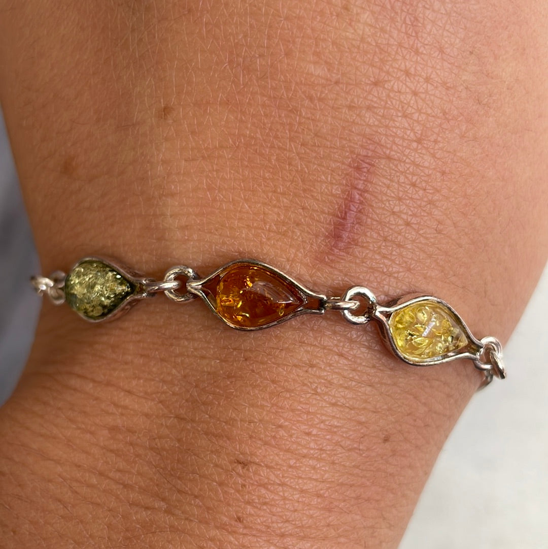 Sterling silver amber bracelet - Rivendell Shop