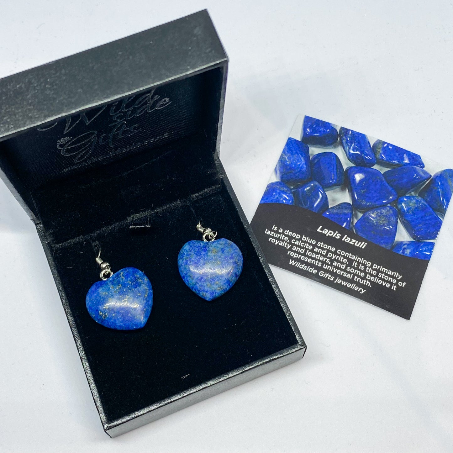 Lapis Lazuli Heart Earrings - Rivendell Shop