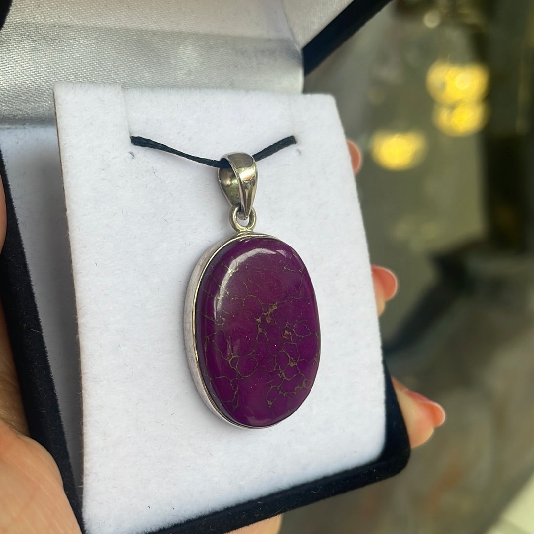 Purple turquoise silver pendant - Rivendell Shop