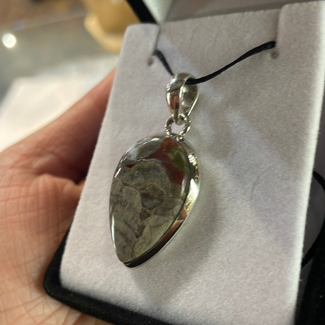 Rhyolite sterling silver pendant - Rivendell Shop