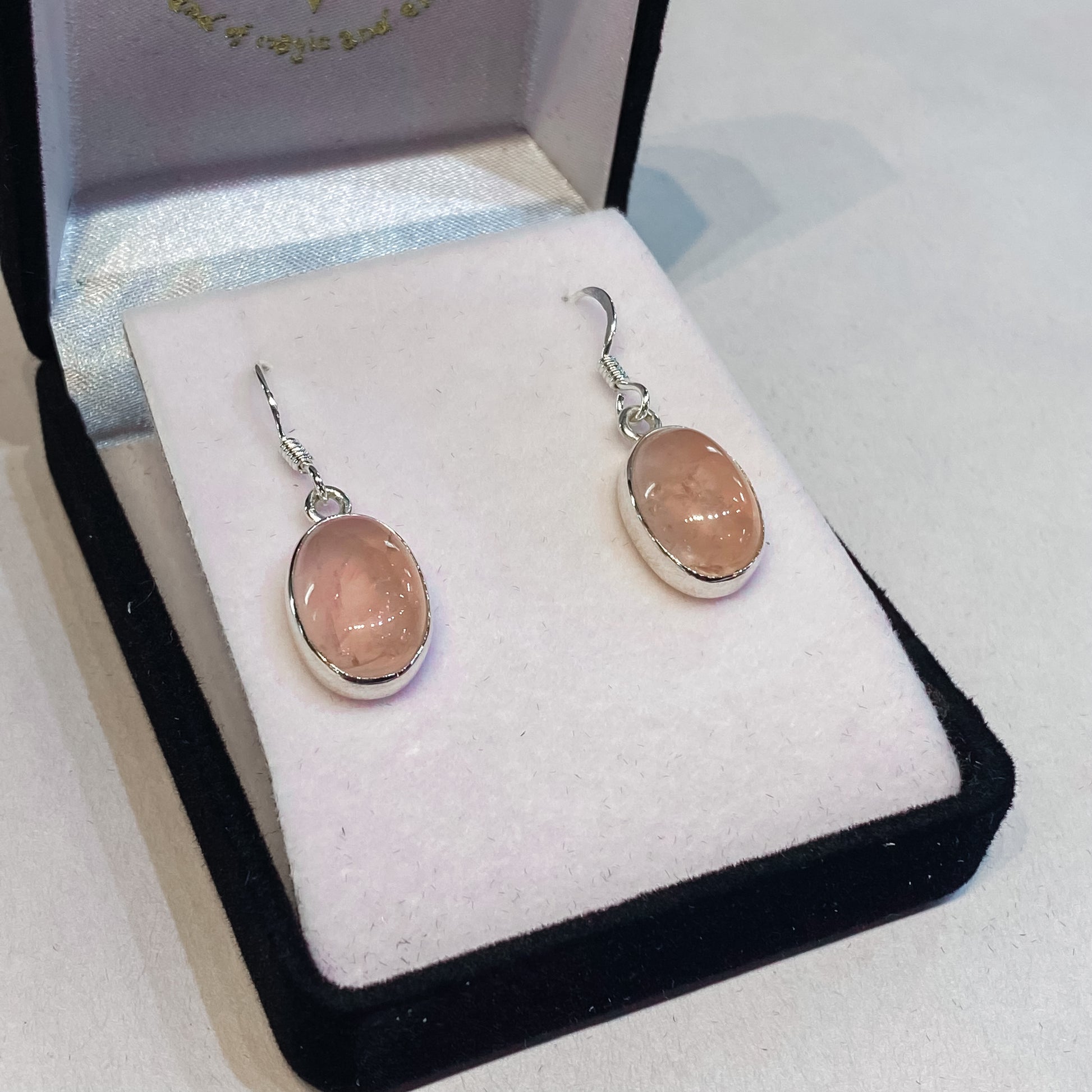 Rose Quartz Earrings - Oval - Rivendell Shop