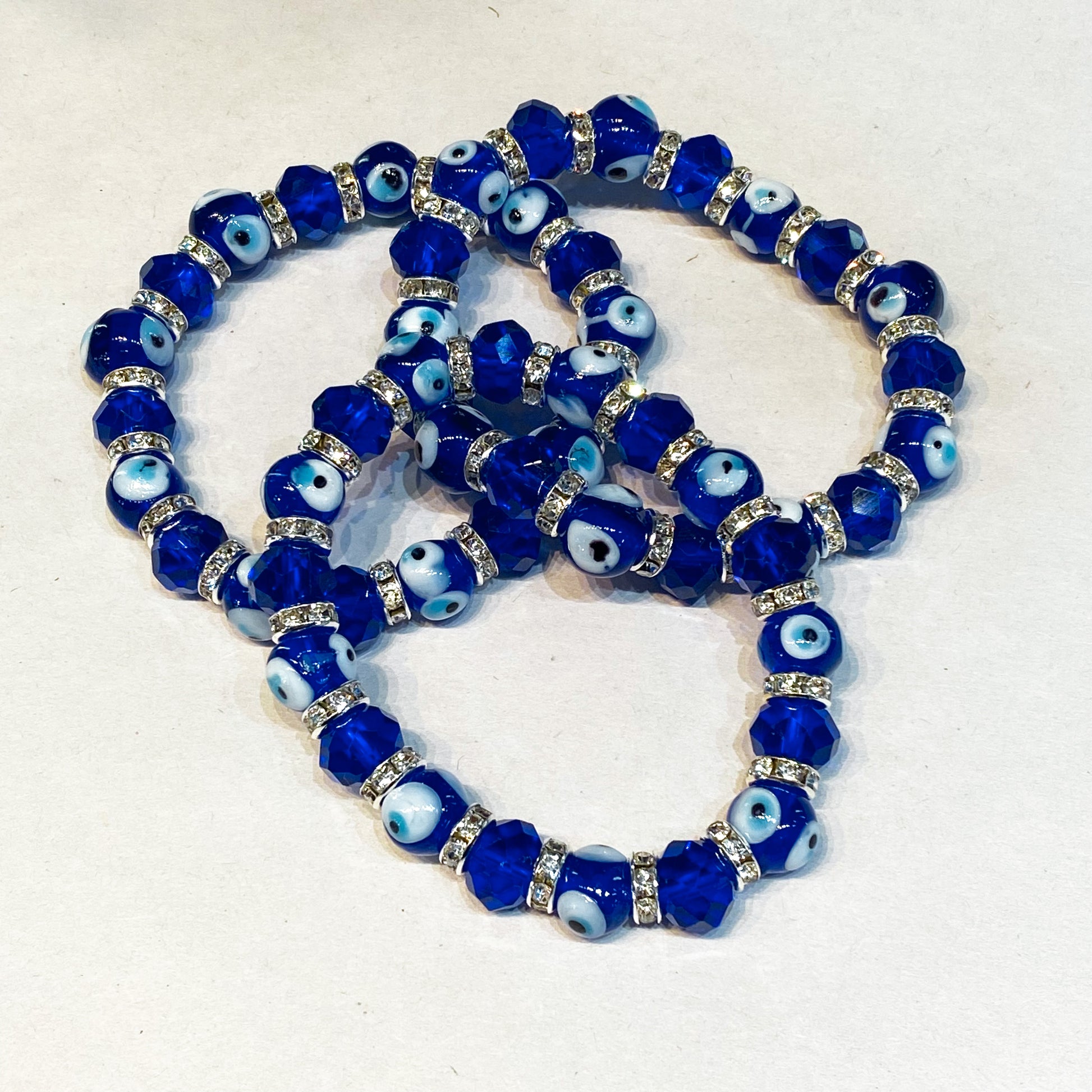 Blue Crystal Cut Evil Eye Bracelet - Rivendell Shop