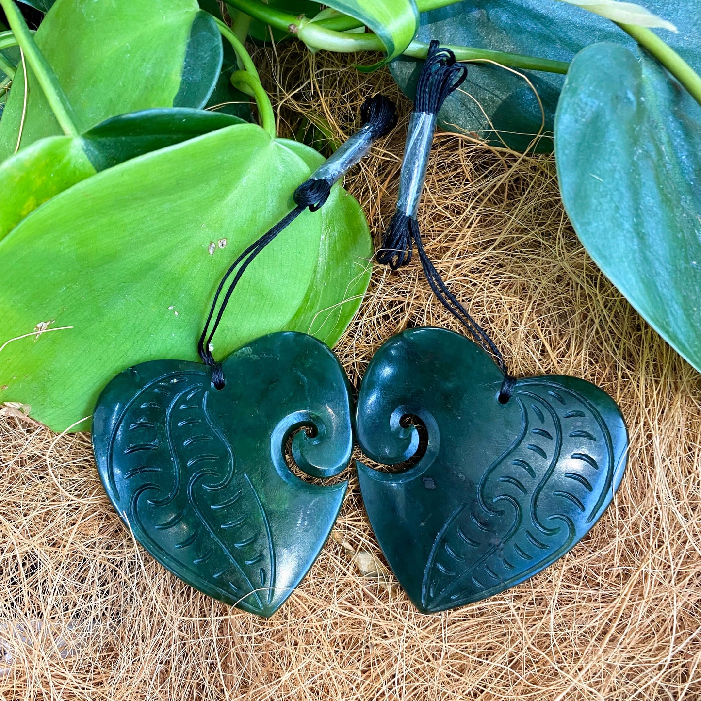 Heart Greenstone Pendant with Koru Indentation - Rivendell Shop