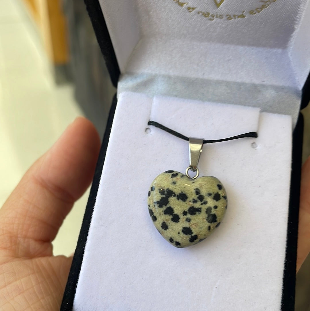 Dalmatian Jasper heart pendant - Rivendell Shop