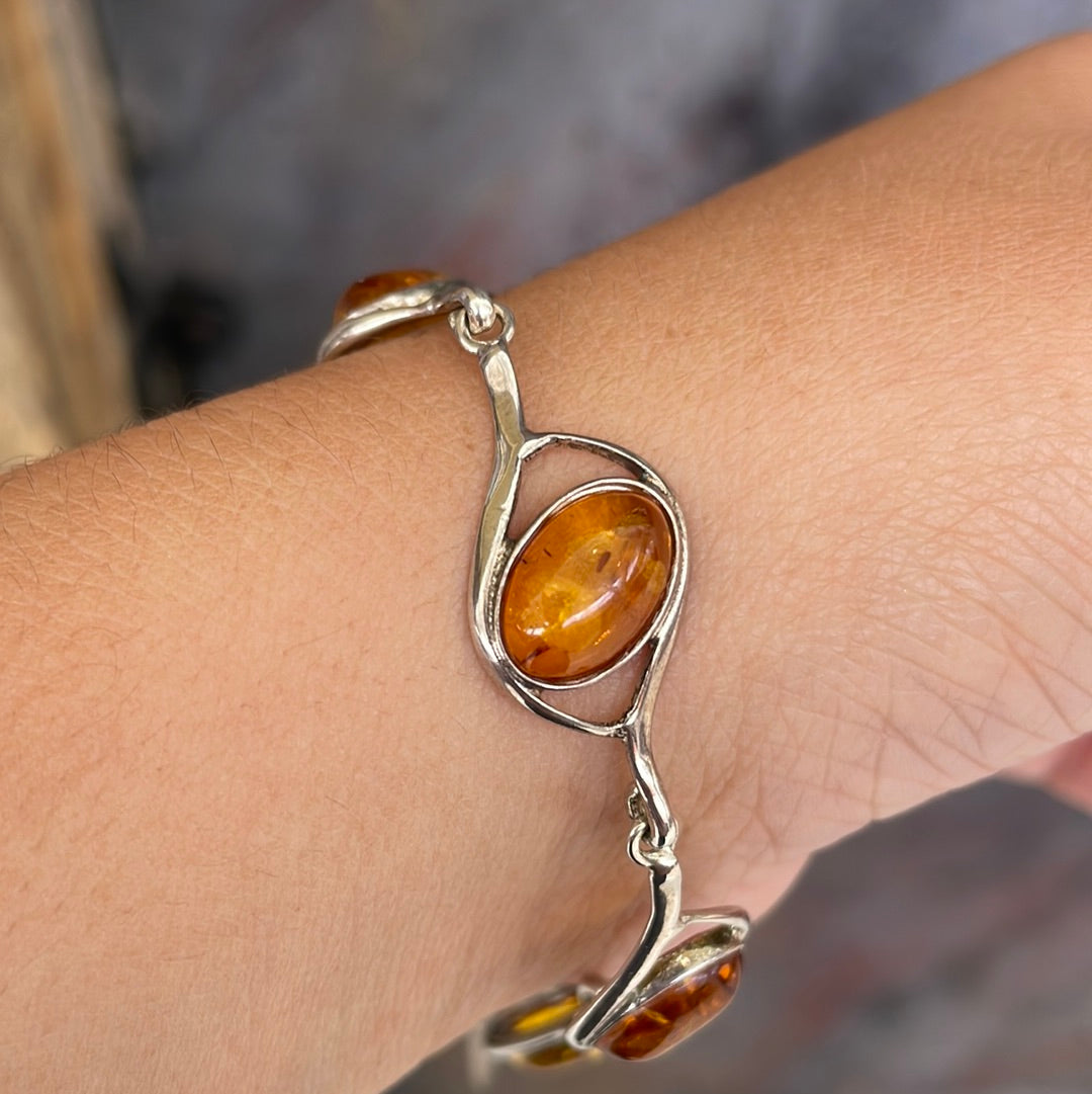 Sterling silver amber bracelet - Rivendell Shop