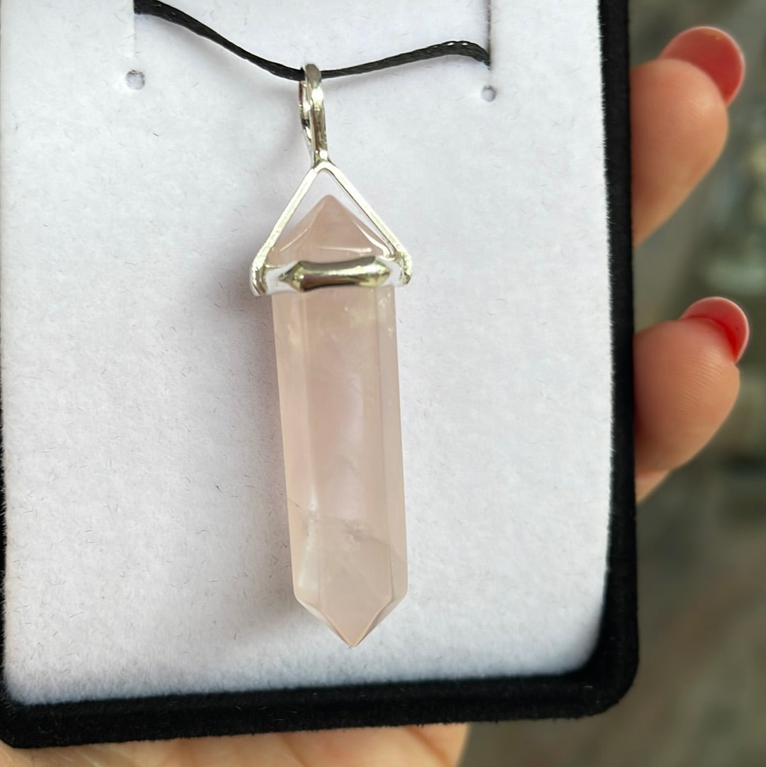 Rose Quartz silver point pendant - Rivendell Shop