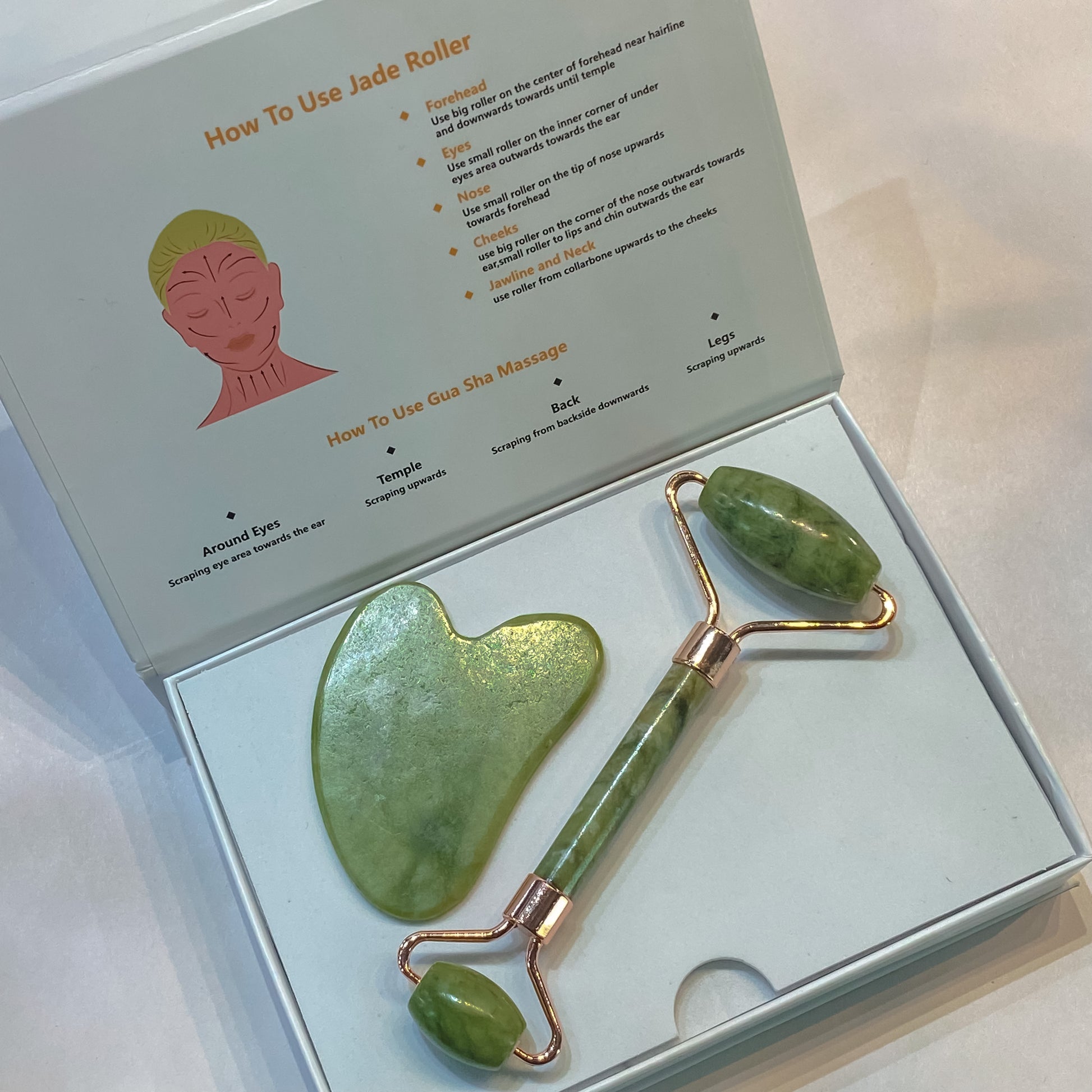 Green Jade Crystal Face Roller & Gua Sha Set - Rivendell Shop